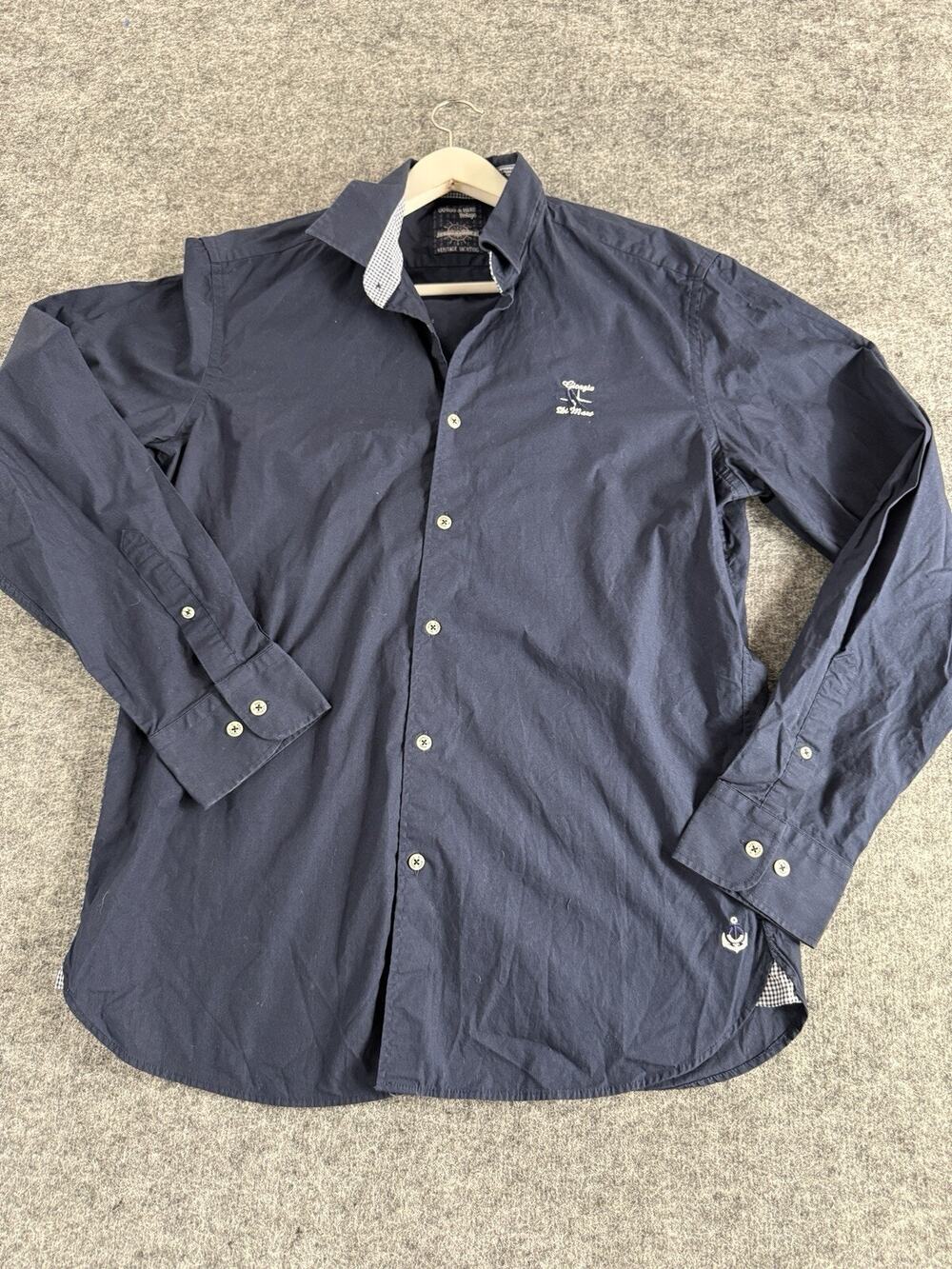 Giorgio Di Mare Shirt Mens Large Blue Yachting Button Up Embroidered Navy A4